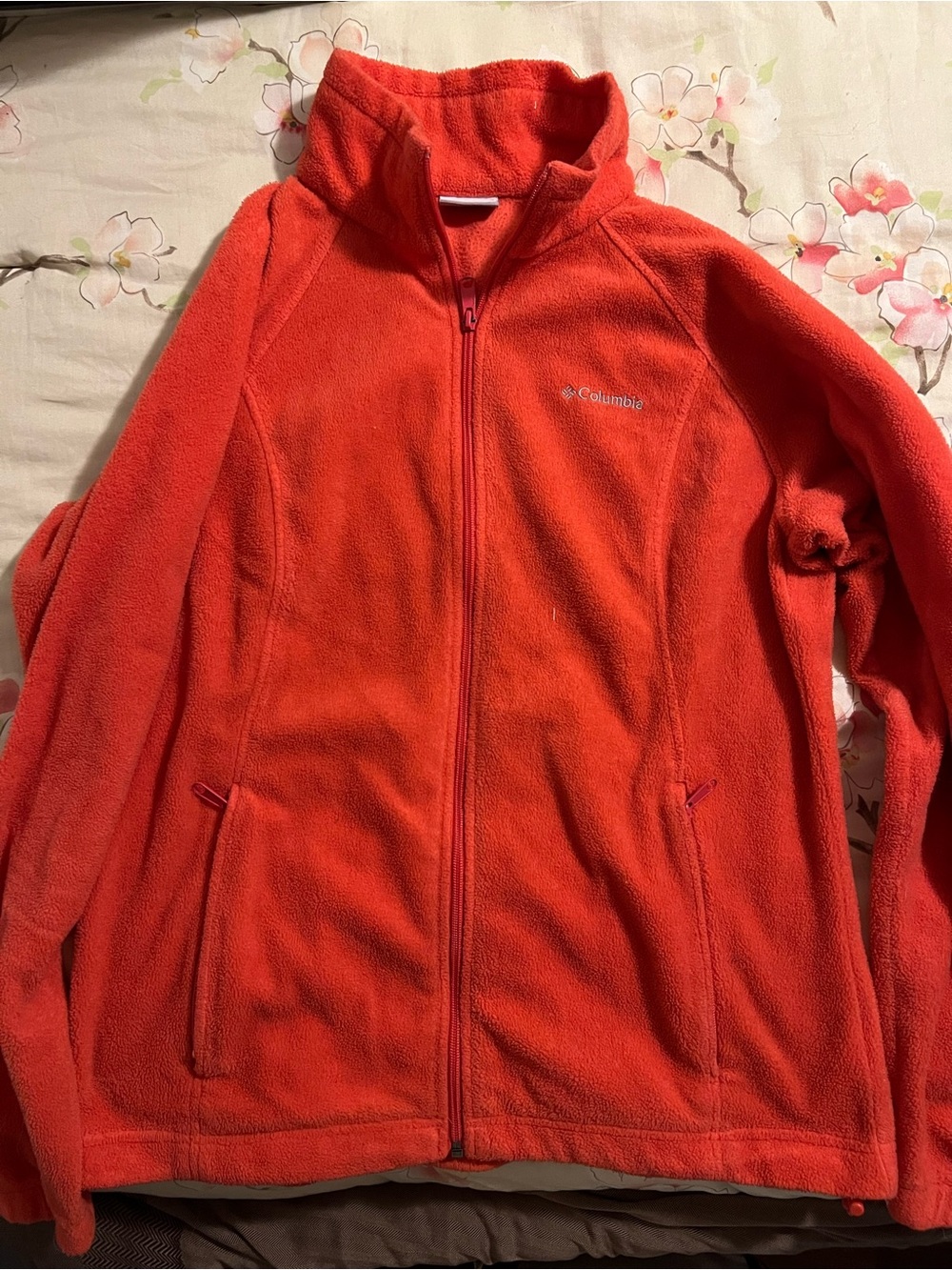 Columbia Fleece Full Zip Long Sleeve Sweatshirt Jacket Size Large Womens Salmon